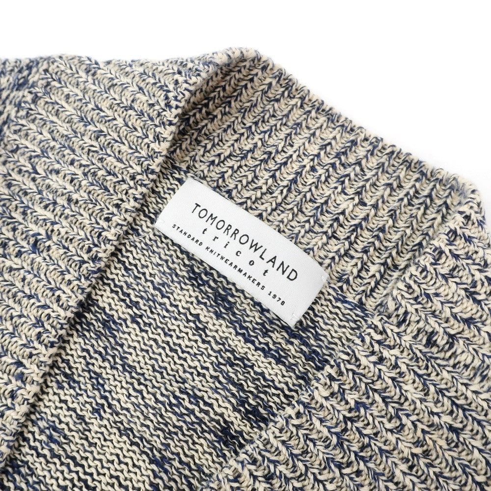【SALE30%OFF/返品不可】【中古】トゥモローランド TOMORROWLAND tricot コットンリネン ニット カーディガン アイボリーxネイビー【 サイズM 】【 状態ランクB 】【 メンズ 】