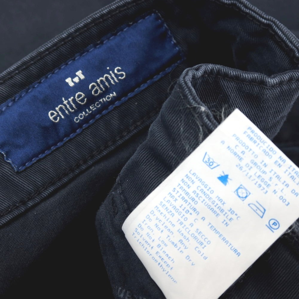 【中古】アントレアミ ENTRE AMIS ストレッチ ツイルコットン カジュアルスラックスパンツ ネイビー【サイズ31】【 状態ランクC 】【 メンズ 】