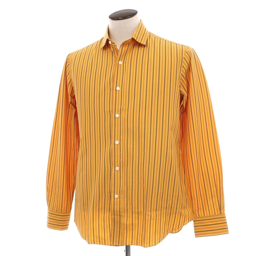 【中古】サルヴァトーレピッコロ Salvatore Piccolo コットン ストライプ ショートカラー カジュアルシャツ イエローxネイビー【サイズ41】【 状態ランクB 】【 メンズ 】