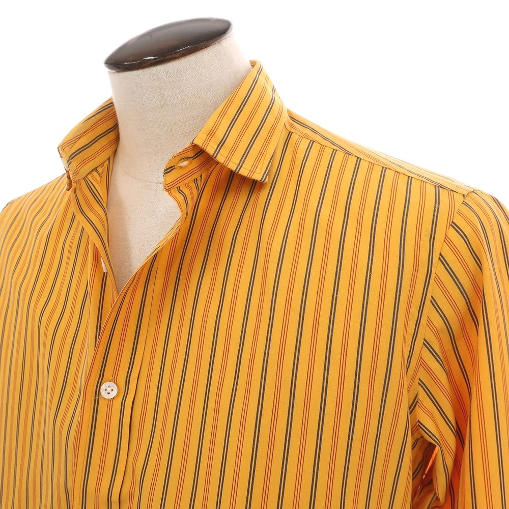 【中古】サルヴァトーレピッコロ Salvatore Piccolo コットン ストライプ ショートカラー カジュアルシャツ イエローxネイビー【サイズ41】【 状態ランクB 】【 メンズ 】