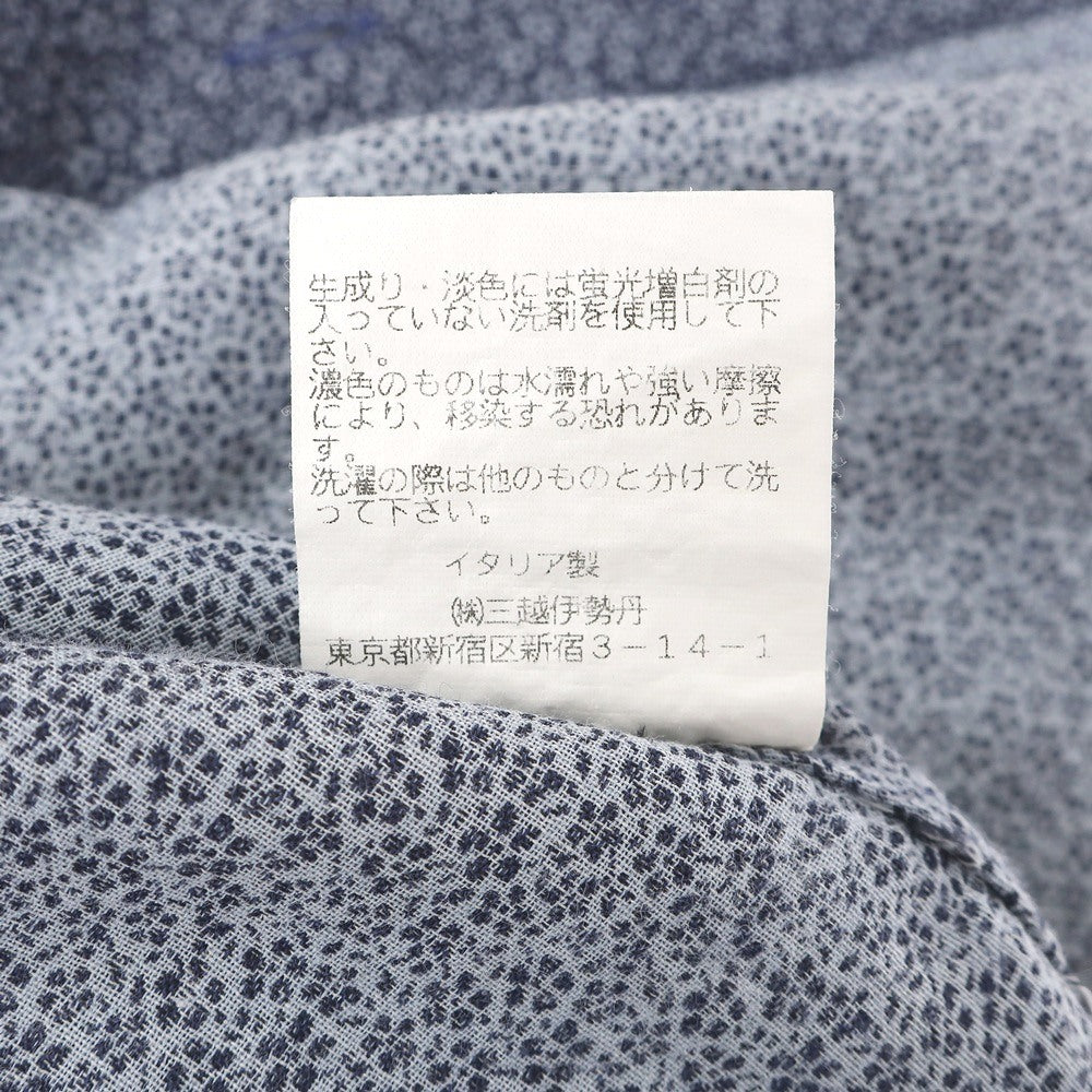 【中古】フィナモレ Finamore コットン 小花柄 カッタウェイ カジュアルシャツ ネイビーxホワイト【サイズ42】【 状態ランクB 】【 メンズ 】