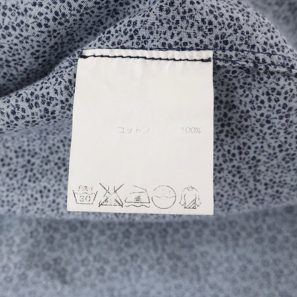 【中古】フィナモレ Finamore コットン 小花柄 カッタウェイ カジュアルシャツ ネイビーxホワイト【サイズ42】【 状態ランクB 】【 メンズ 】