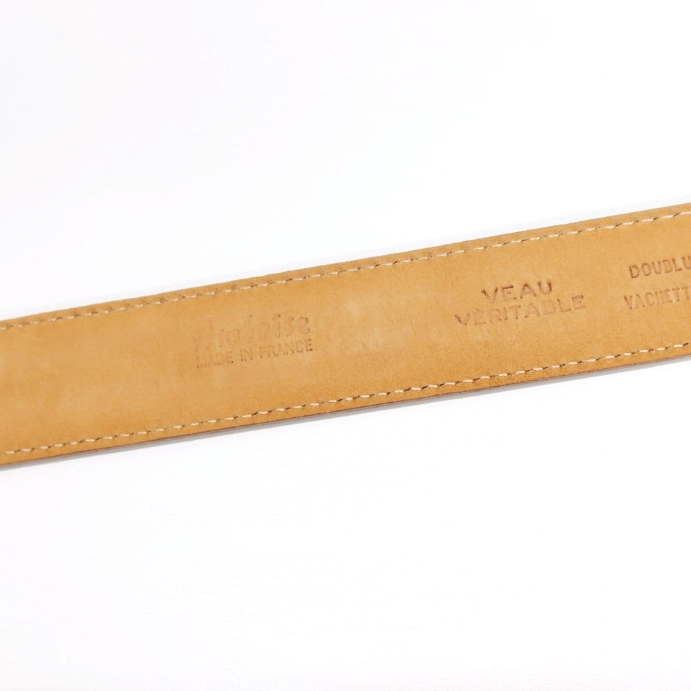 【中古】アンボワーズ AMBOISE カーフレザー クロコ型押し ベルト ブラウンxシルバー【サイズ80/32】【 状態ランクB 】【 メンズ 】