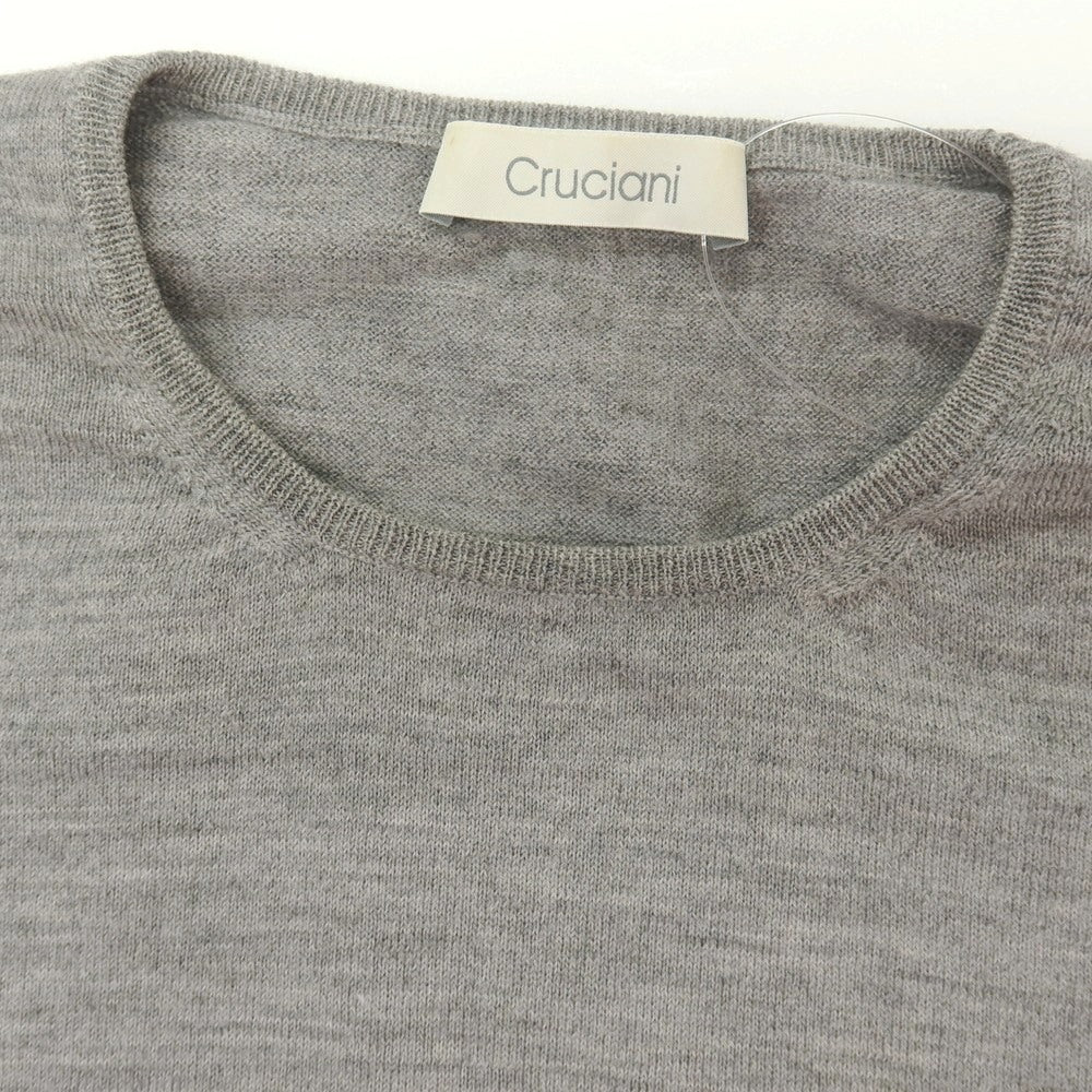【中古】クルチアーニ CRUCIANI ウール クルーネック プルオーバーニット ライトグレー【サイズ52】【 状態ランクD 】【 メンズ 】