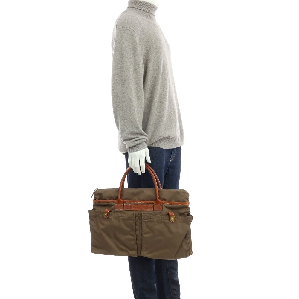 【中古】フェリージ Felisi 9236 ナイロン レザー ブリーフケース ライトカーキ【 状態ランクC 】【 メンズ 】