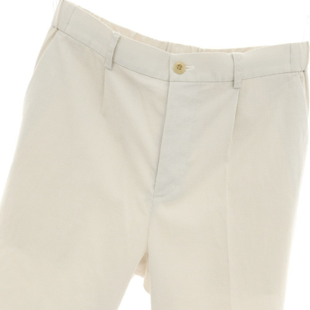 【SALE30%OFF/返品不可】【中古】エストネーション ESTNATION ストレッチ コットン系 ストライプ イージースラックスパンツ ホワイトxグレージュ【 サイズ48 】【 状態ランクB 】【 メンズ 】