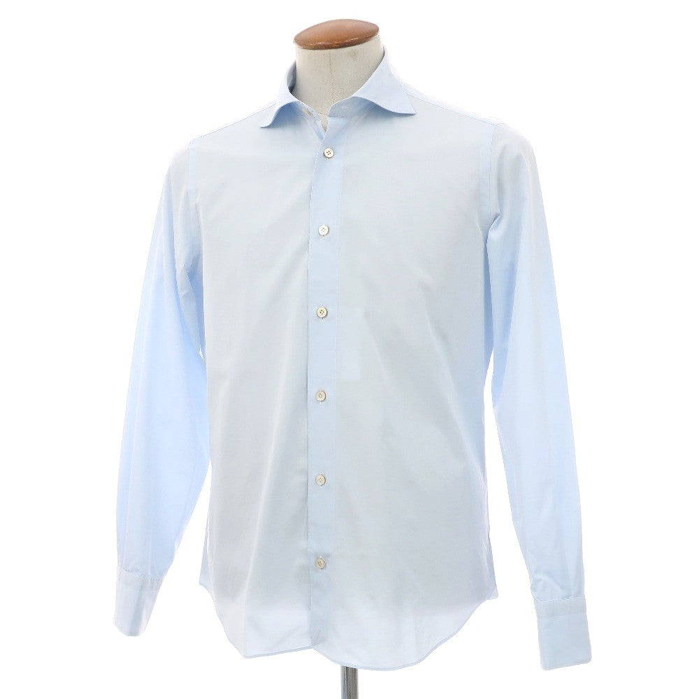 【中古】フィナモレ Finamore コットン ホリゾンタルカラー ドレスシャツ ライトブルー【サイズM】【 状態ランクA 】【 メンズ 】