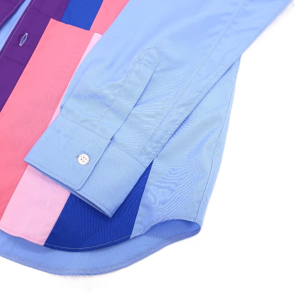 【中古】【未使用】コムデギャルソンシャツ COMME des GARCONS SHIRT 2025年秋冬 コットン パッチワーク カジュアルシャツ ブルーxピンク【サイズS】【 状態ランクS 】【 メンズ 】