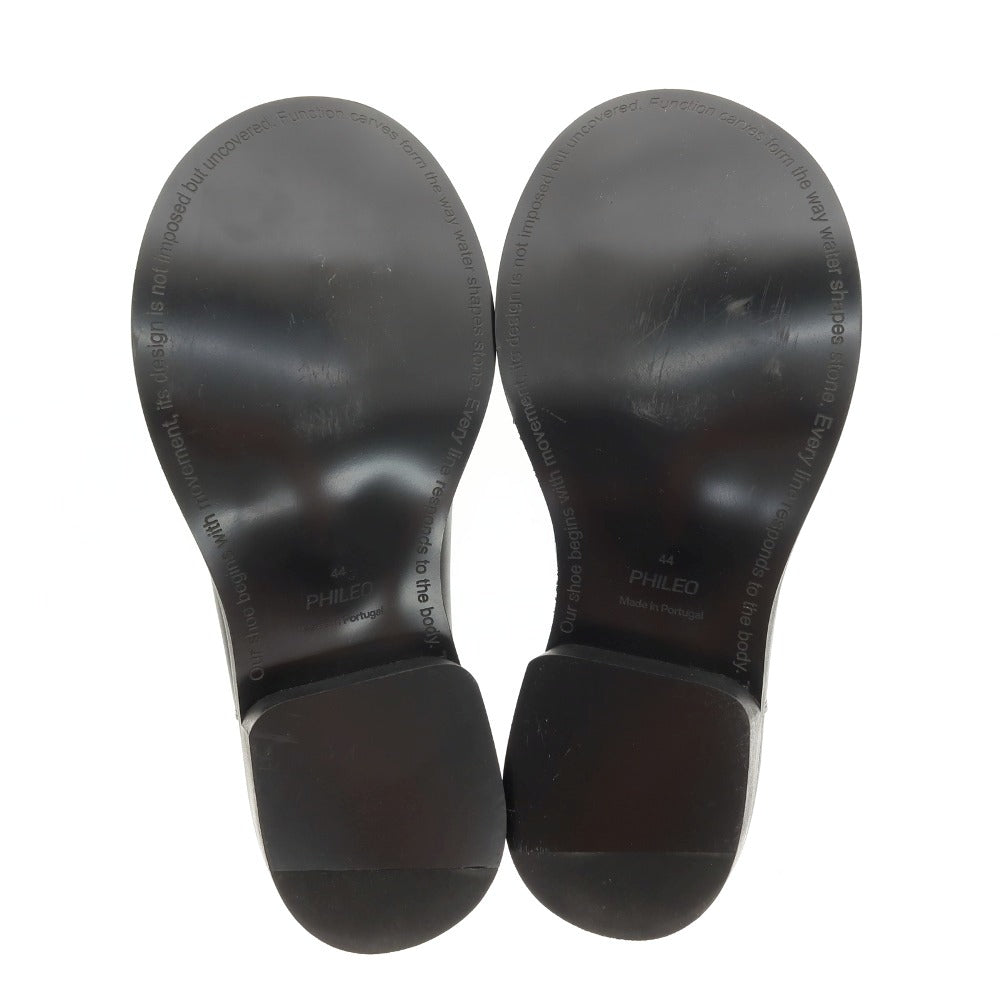 【中古】【未使用】フィレオ Phileo CLOG STRATE PHI07SH002 レザー スリッポン ブラック【サイズ44】【 状態ランクS 】【 メンズ 】
