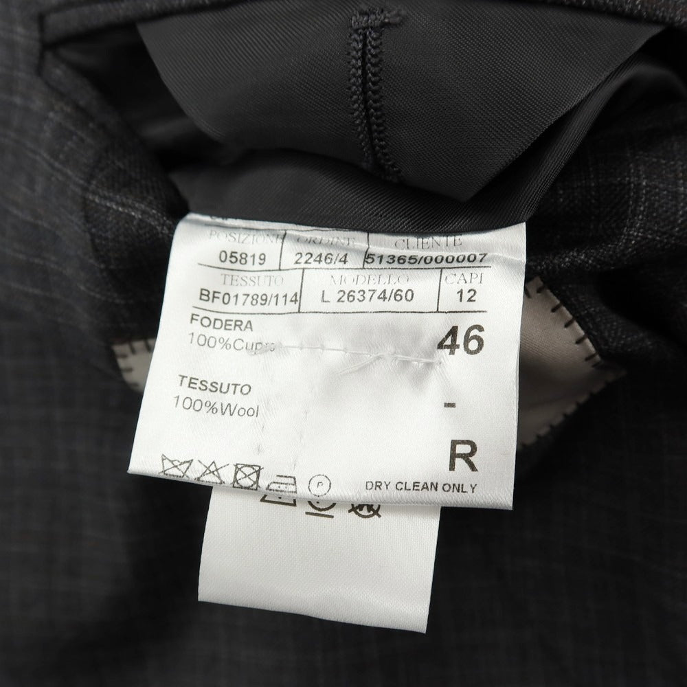 【新品】カナーリ CANALI ウール チェック 3B 3つボタンスーツ グレーxダークブラウン【サイズ46】【 状態ランクN 】【 メンズ 】