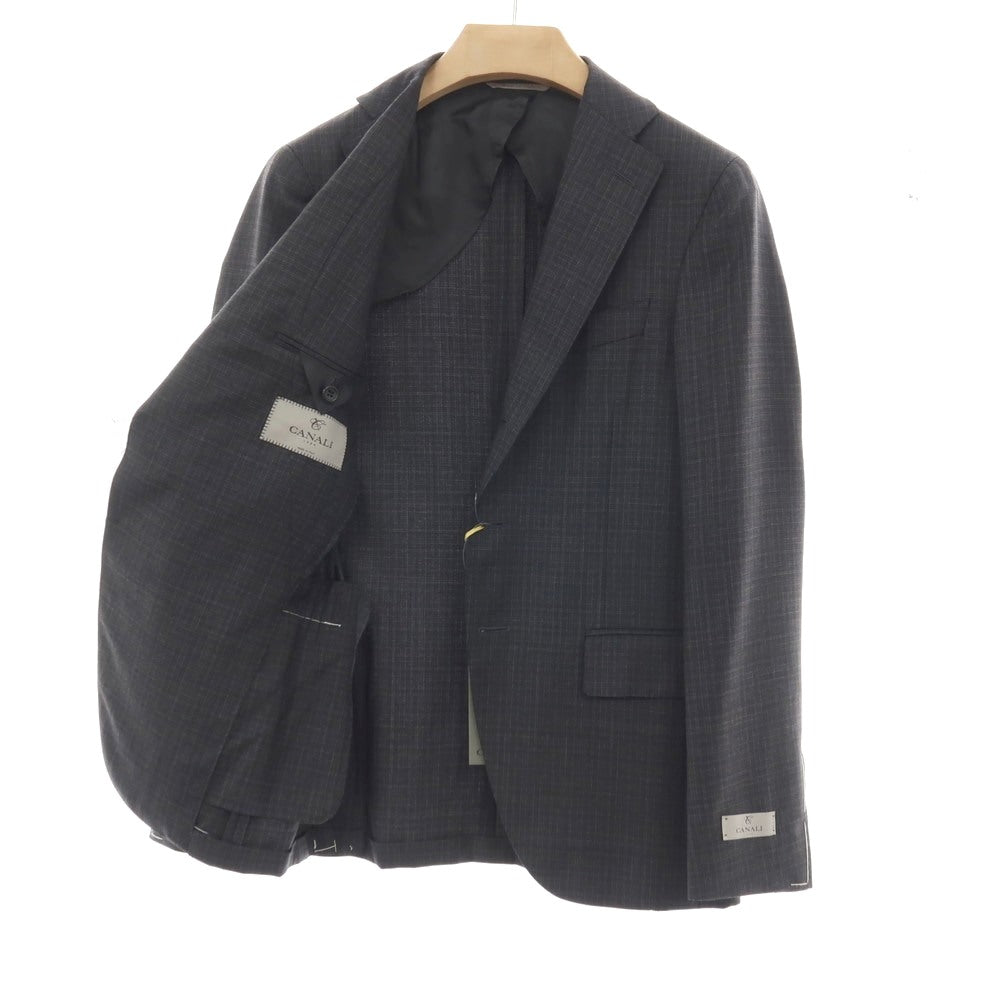 【新品】カナーリ CANALI ウール チェック 3B 3つボタンスーツ グレーxダークブラウン【サイズ46】【 状態ランクN 】【 メンズ 】