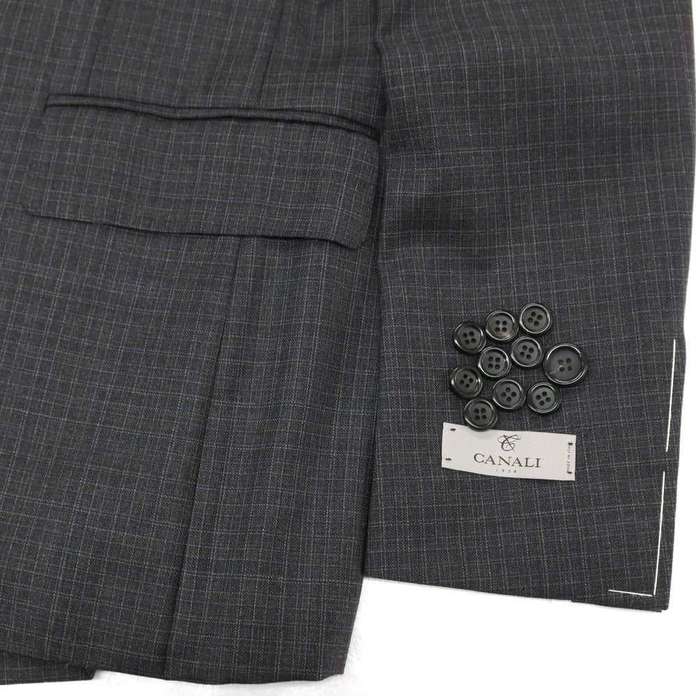 【新品アウトレット】カナーリ CANALI ウール チェック 3B 3つボタンスーツ グレーxダークブラウン【サイズ52】【 状態ランクN- 】【 メンズ 】