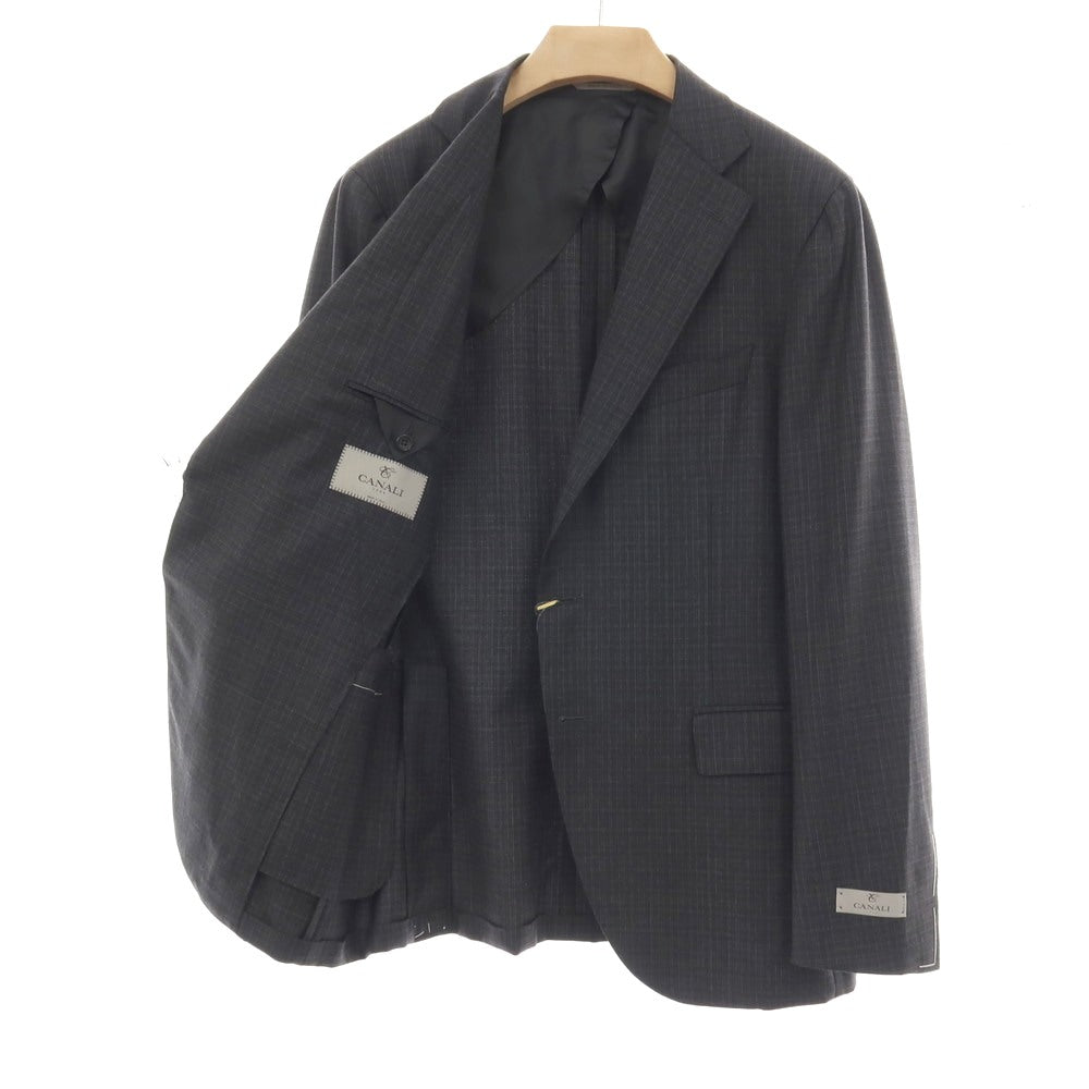 【新品アウトレット】カナーリ CANALI ウール チェック 3B 3つボタンスーツ グレーxダークブラウン【サイズ52】【 状態ランクN- 】【 メンズ 】