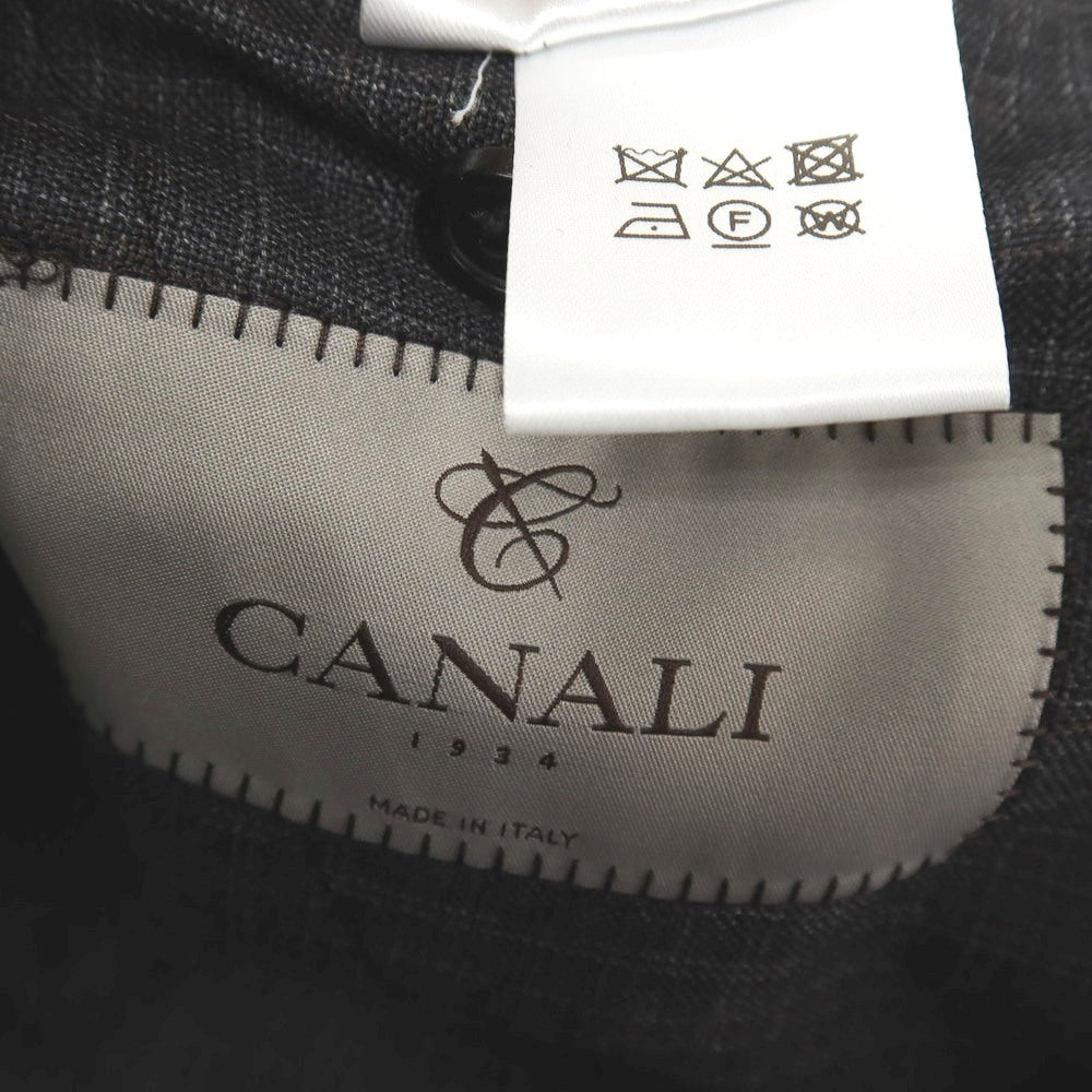 【新品アウトレット】カナーリ CANALI ウール チェック 3B 3つボタンスーツ グレーxダークブラウン【サイズ52】【 状態ランクN- 】【 メンズ 】
