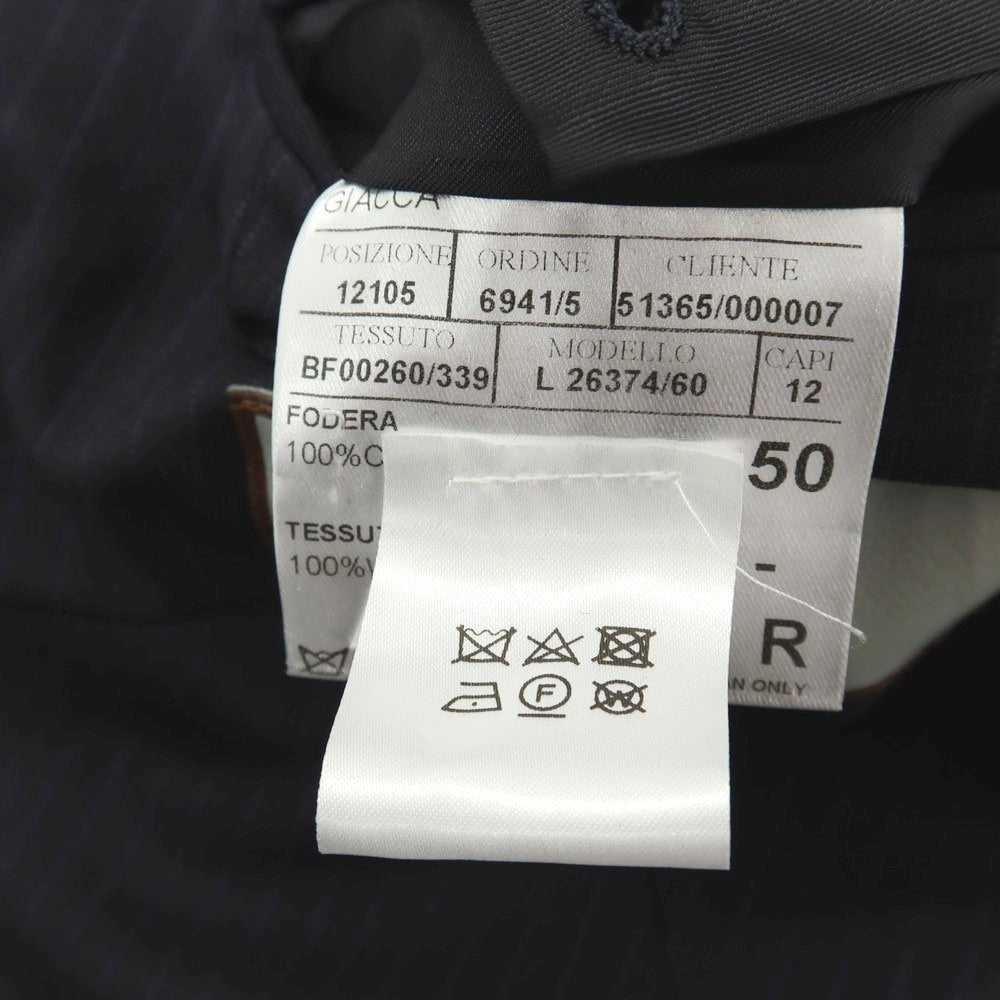 【新品】カナーリ CANALI ウール ピンストライプ 3B 3つボタンスーツ ダークネイビーxネイビーブルー【サイズ50】【 状態ランクN 】【 メンズ 】