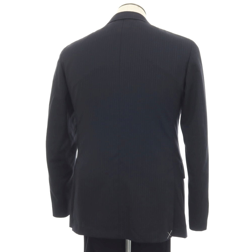 【新品】カナーリ CANALI ウール ピンストライプ 3B 3つボタンスーツ ダークネイビーxネイビーブルー【サイズ50】【 状態ランクN 】【 メンズ 】