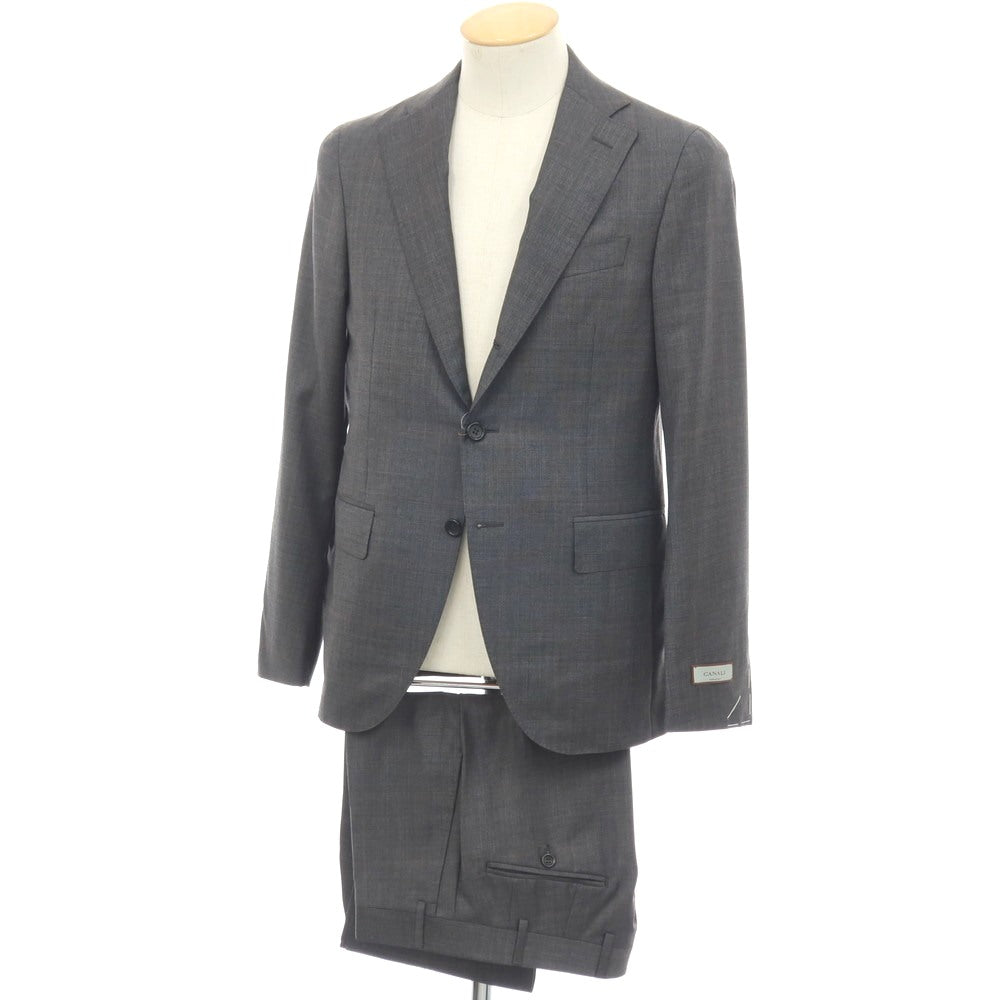 【新品】カナーリ CANALI ウール チェック 3B 3つボタンスーツ グレーxブラウン【サイズ44】【 状態ランクN 】【 メンズ 】