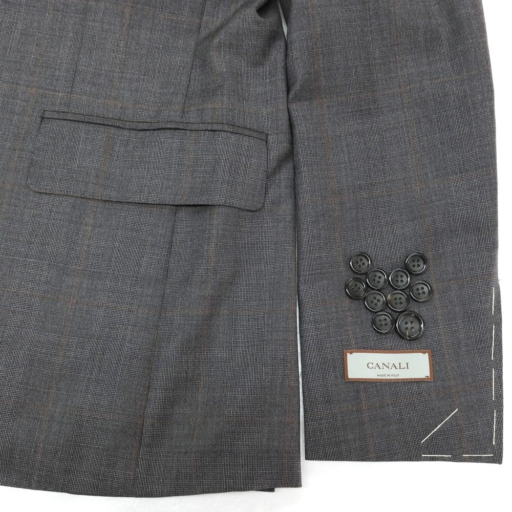 【新品】カナーリ CANALI ウール チェック 3B 3つボタンスーツ グレーxブラウン【サイズ52】【 状態ランクN 】【 メンズ 】