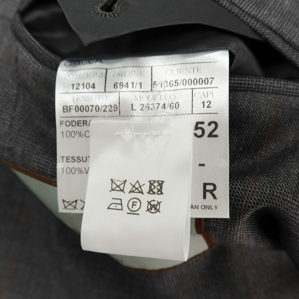 【新品】カナーリ CANALI ウール チェック 3B 3つボタンスーツ グレーxブラウン【サイズ52】【 状態ランクN 】【 メンズ 】