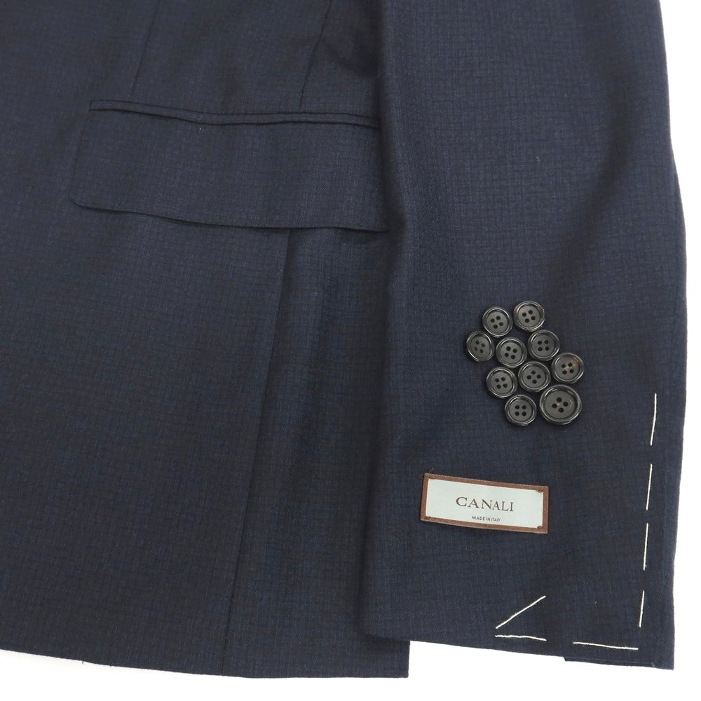 【新品】カナーリ CANALI CAre ウール チェック 3つボタンスーツ ネイビー【サイズ50】【 状態ランクN 】【 メンズ 】