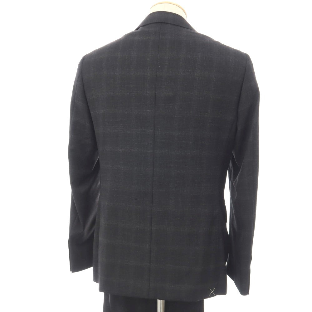 【新品】カナーリ CANALI ウール チェック 2つボタンスーツ グレーブラック【サイズ44】【 状態ランクN 】【 メンズ 】