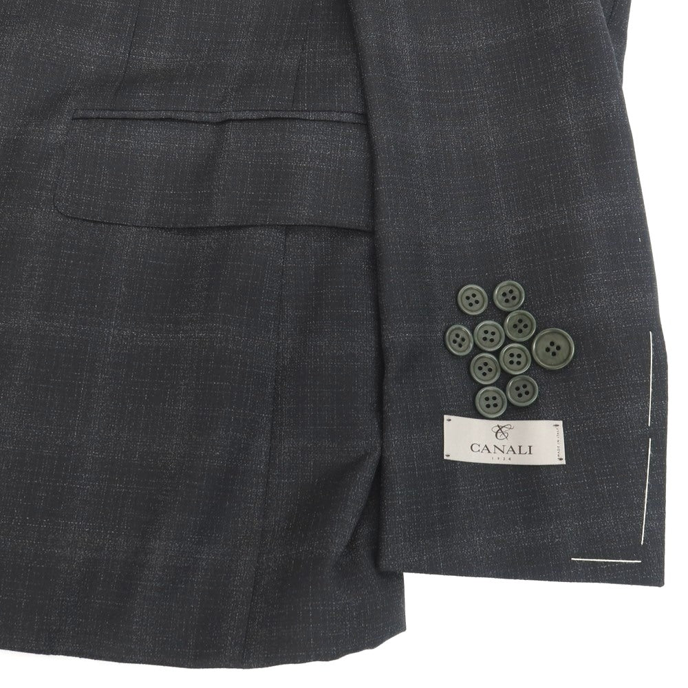 【新品】カナーリ CANALI ウール チェック 2つボタンスーツ グレーブラック【サイズ44】【 状態ランクN 】【 メンズ 】