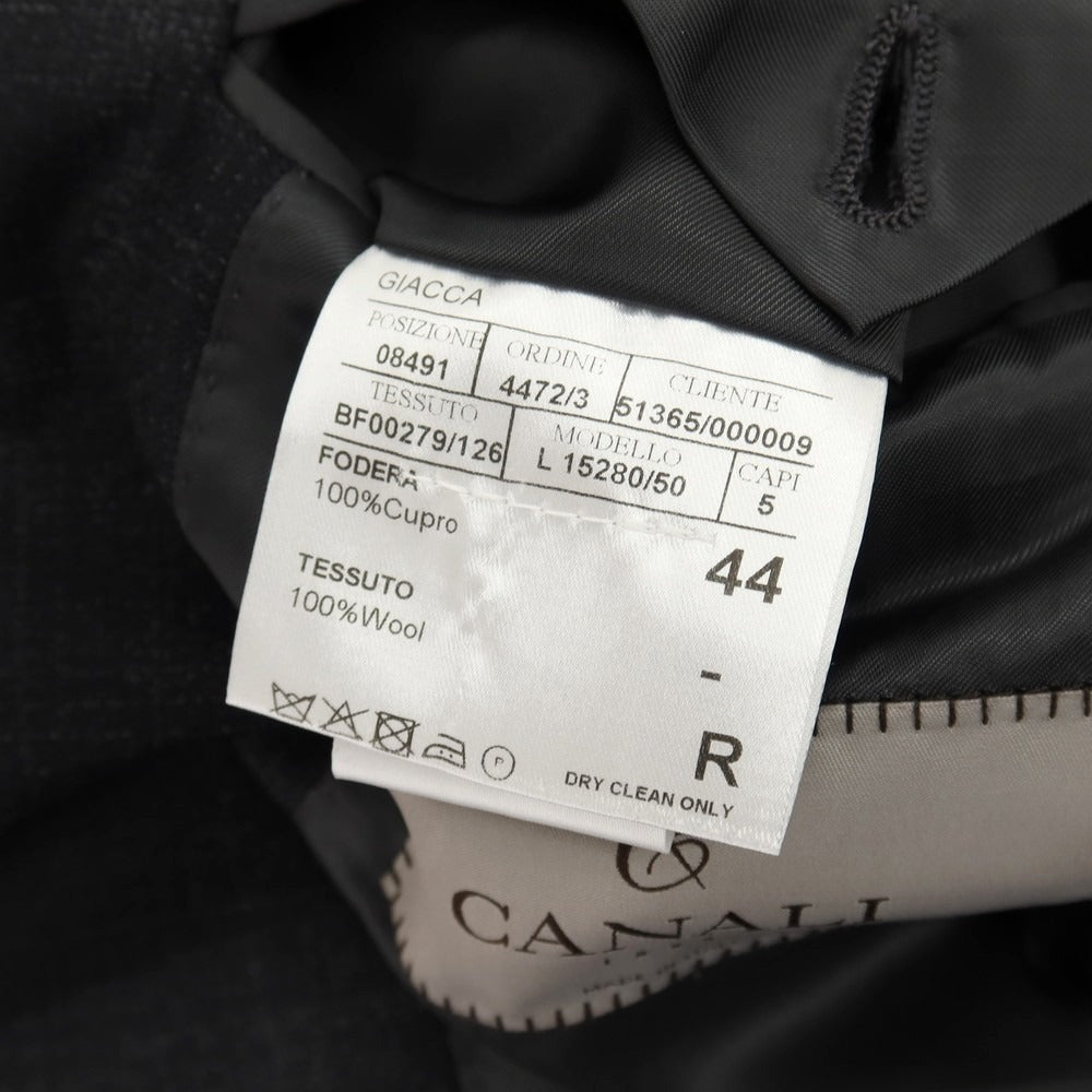 【新品】カナーリ CANALI ウール チェック 2つボタンスーツ グレーブラック【サイズ44】【 状態ランクN 】【 メンズ 】