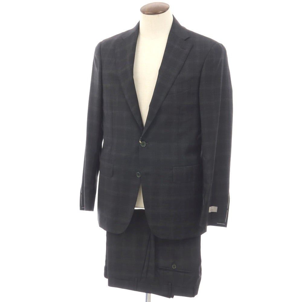 【新品】カナーリ CANALI ウール チェック 2つボタンスーツ グレーブラック【サイズ52】【 状態ランクN 】【 メンズ 】