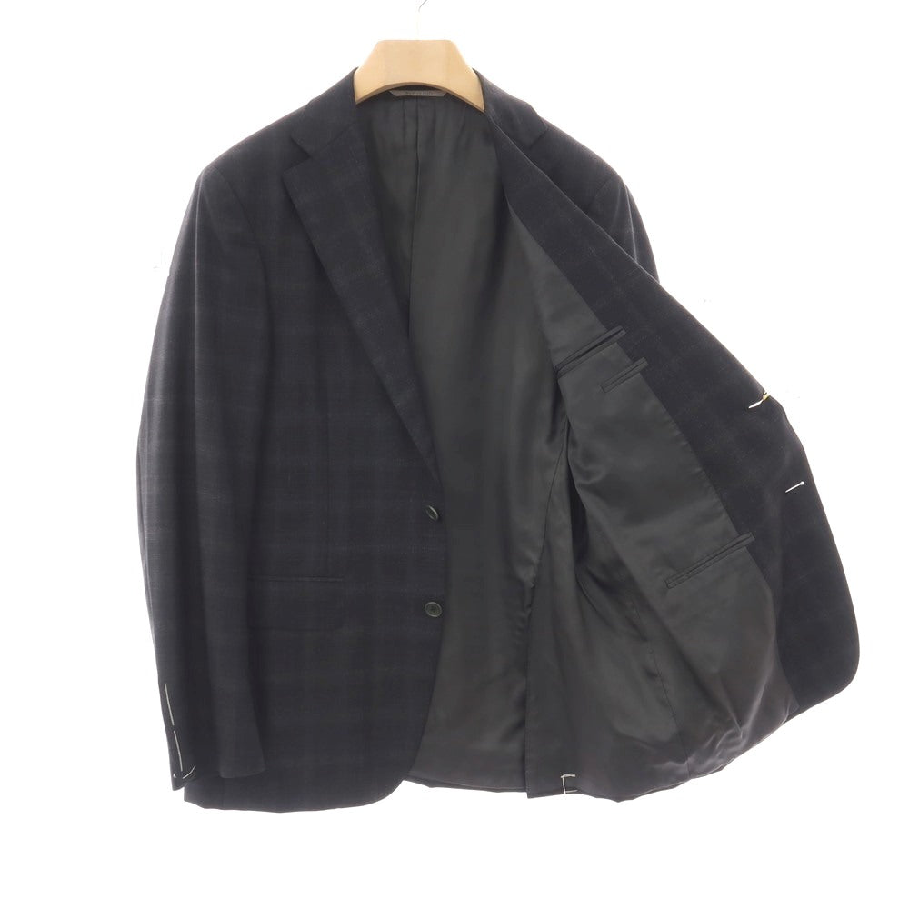 【新品】カナーリ CANALI ウール チェック 2つボタンスーツ グレーブラック【サイズ52】【 状態ランクN 】【 メンズ 】