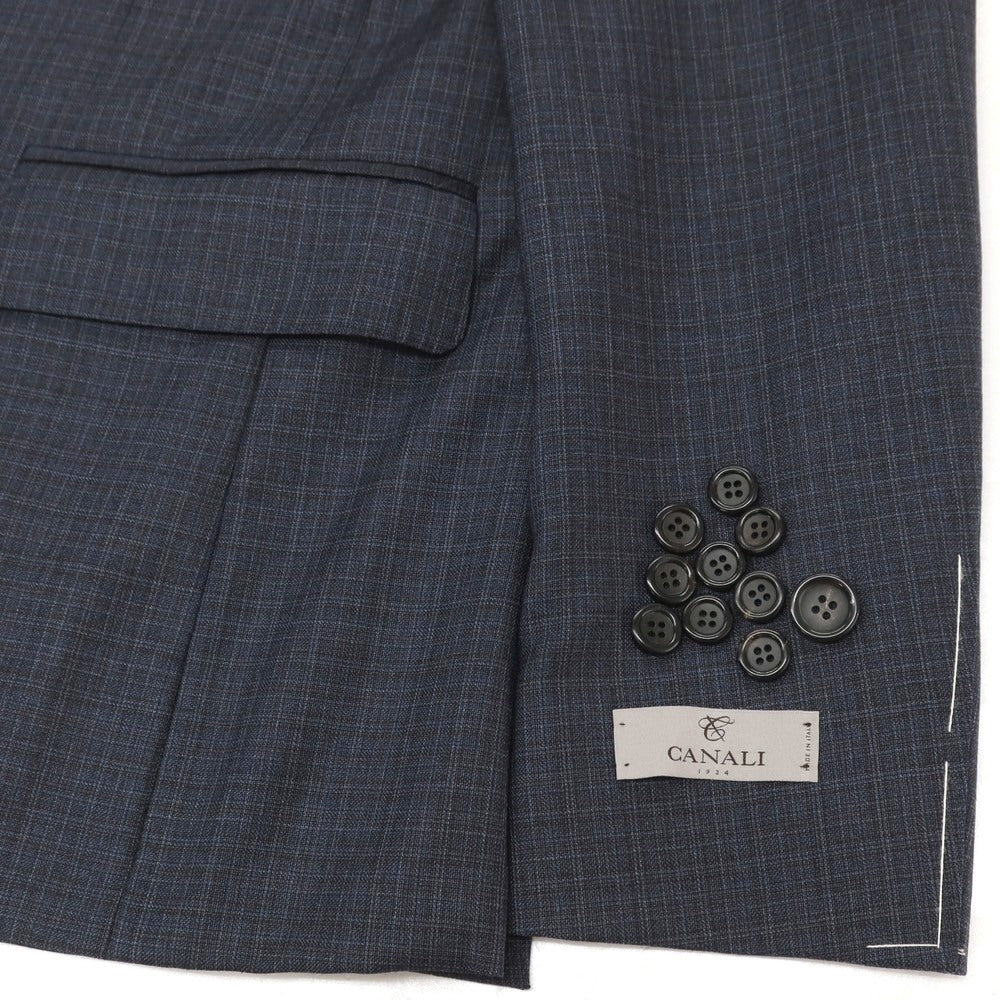 【中古】カナーリ CANALI ウール チェック 3つボタンスーツ ネイビーxブラウン【サイズ44】【 状態ランクA 】【 メンズ 】