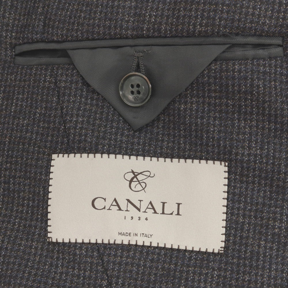 【新品】カナーリ CANALI ウール チェック 2つボタンスーツ グレー【サイズ48】【 状態ランクN 】【 メンズ 】