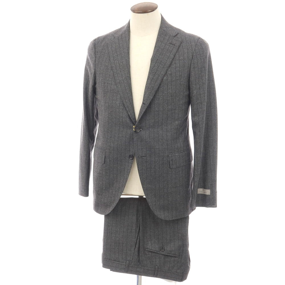 【新品】カナーリ CANALI ウール ストライプ 3つボタンスーツ グレーxブラウン【サイズ50】【 状態ランクN 】【 メンズ 】
