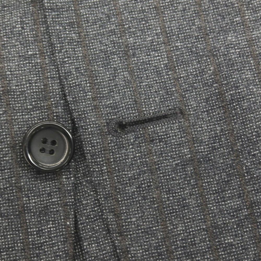 【新品】カナーリ CANALI ウール ストライプ 3つボタンスーツ グレーxブラウン【サイズ50】【 状態ランクN 】【 メンズ 】