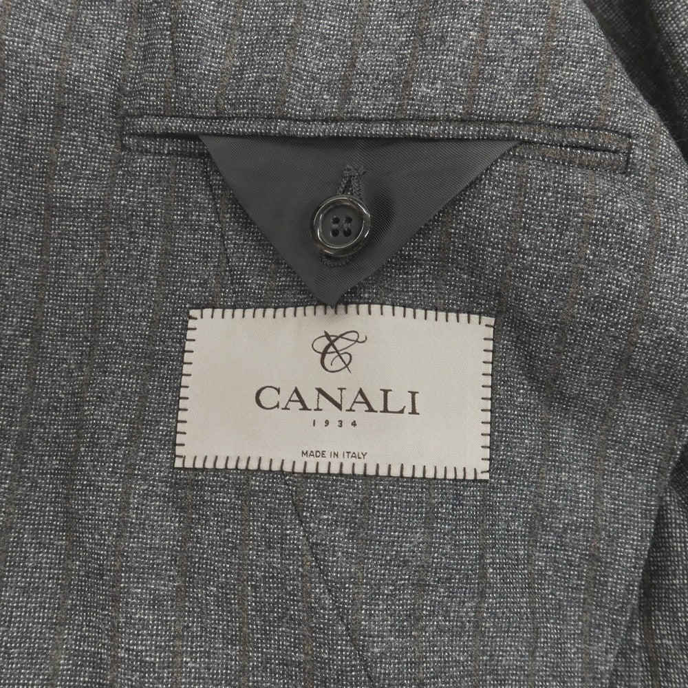 【新品】カナーリ CANALI ウール ストライプ 3つボタンスーツ グレーxブラウン【サイズ50】【 状態ランクN 】【 メンズ 】