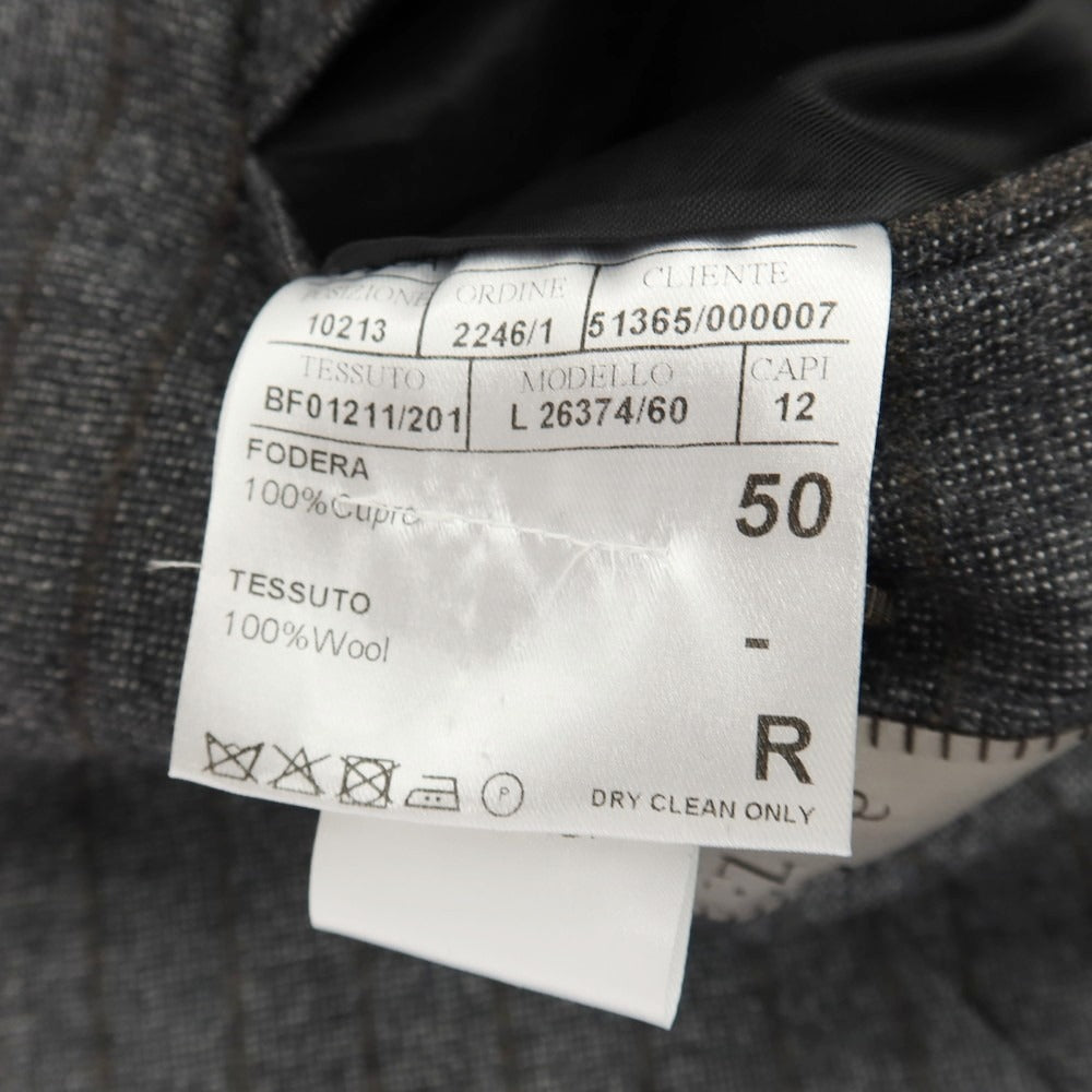 【新品】カナーリ CANALI ウール ストライプ 3つボタンスーツ グレーxブラウン【サイズ50】【 状態ランクN 】【 メンズ 】