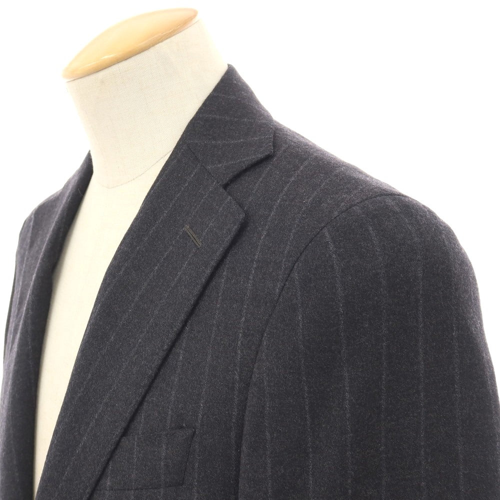 【新品】カナーリ CANALI ウールポリウレタン ストライプ 3つボタンスーツ グレーxライトグレー【サイズ44】【 状態ランクN 】【 メンズ 】