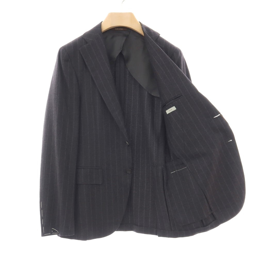 【新品】カナーリ CANALI ウールポリウレタン ストライプ 3つボタンスーツ グレーxライトグレー【サイズ48】【 状態ランクN 】【 メンズ 】