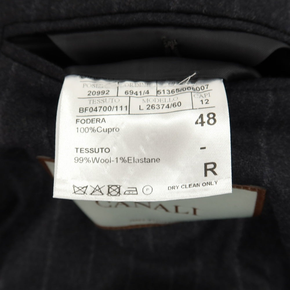【新品】カナーリ CANALI ウールポリウレタン ストライプ 3つボタンスーツ グレーxライトグレー【サイズ48】【 状態ランクN 】【 メンズ 】