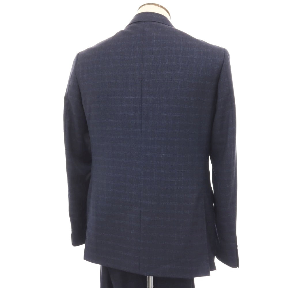 【新品】カナーリ CANALI Kei ウール チェック 2つボタンスーツ ネイビーxブルー【サイズ50】【 状態ランクN 】【 メンズ 】