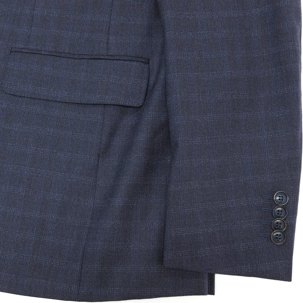 【新品】カナーリ CANALI Kei ウール チェック 2つボタンスーツ ネイビーxブルー【サイズ50】【 状態ランクN 】【 メンズ 】