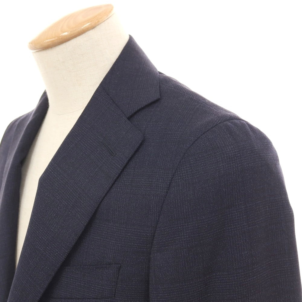 【新品】カナーリ CANALI ウール チェック 3つボタンスーツ ネイビー【サイズ44】【 状態ランクN 】【 メンズ 】