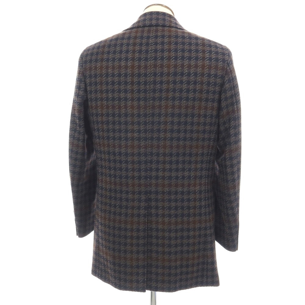 【新品】カナーリ CANALI Kei ウールカシミヤ チェック ステンカラーコート グレーxネイビー【サイズ50】【 状態ランクN 】【 メンズ 】