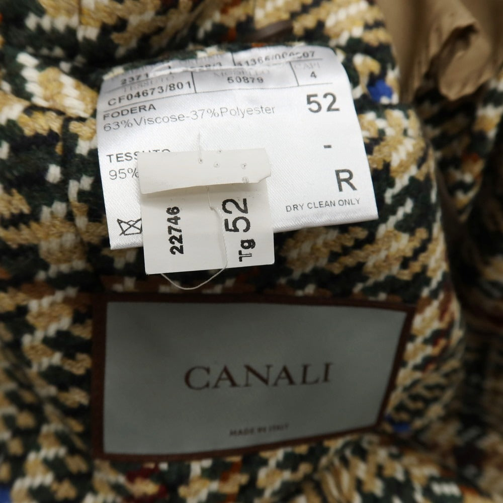 【新品】カナーリ CANALI ウールカシミヤ チェック ダブルブレストコート ベージュxグリーン【サイズ52】【 状態ランクN 】【 メンズ 】