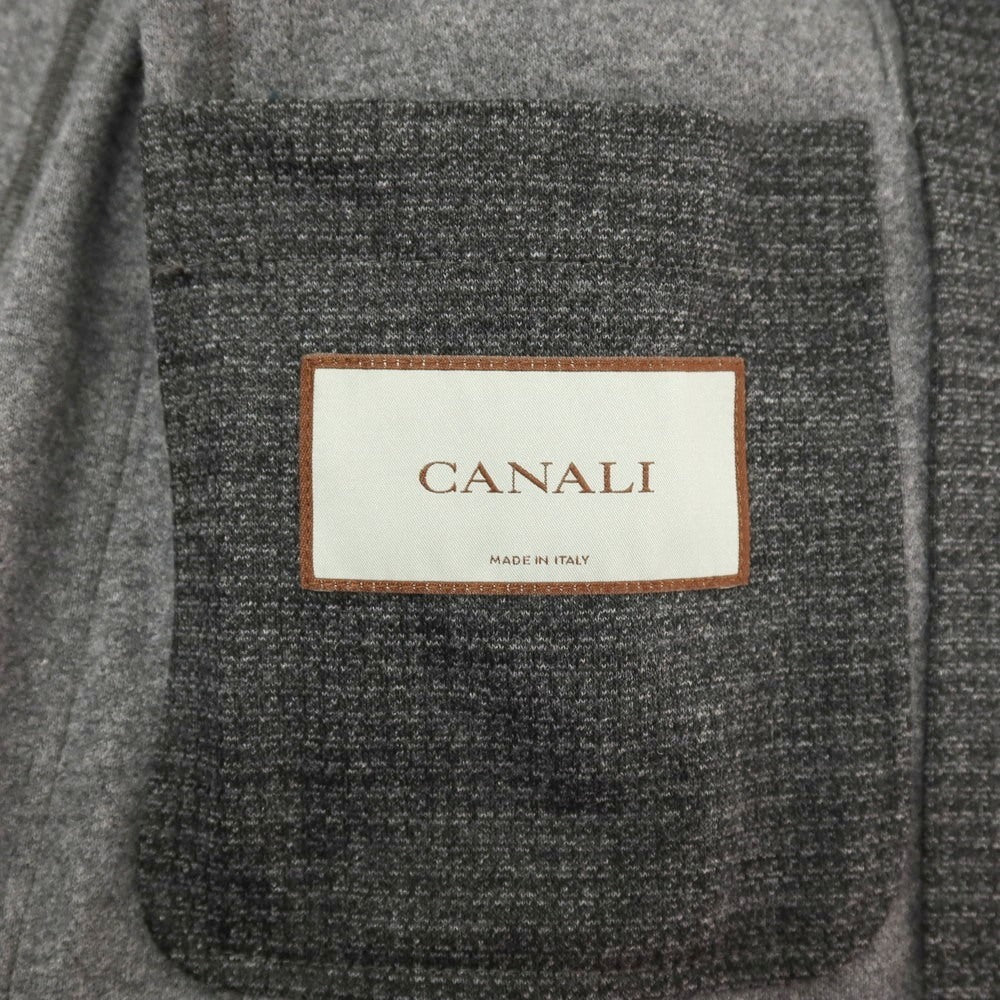 【新品】カナーリ CANALI コットンウールアクリル ジャージー ハウンドトゥース 2B テーラードジャケット グレーxブラック【サイズ46】【 状態ランクN 】【 メンズ 】