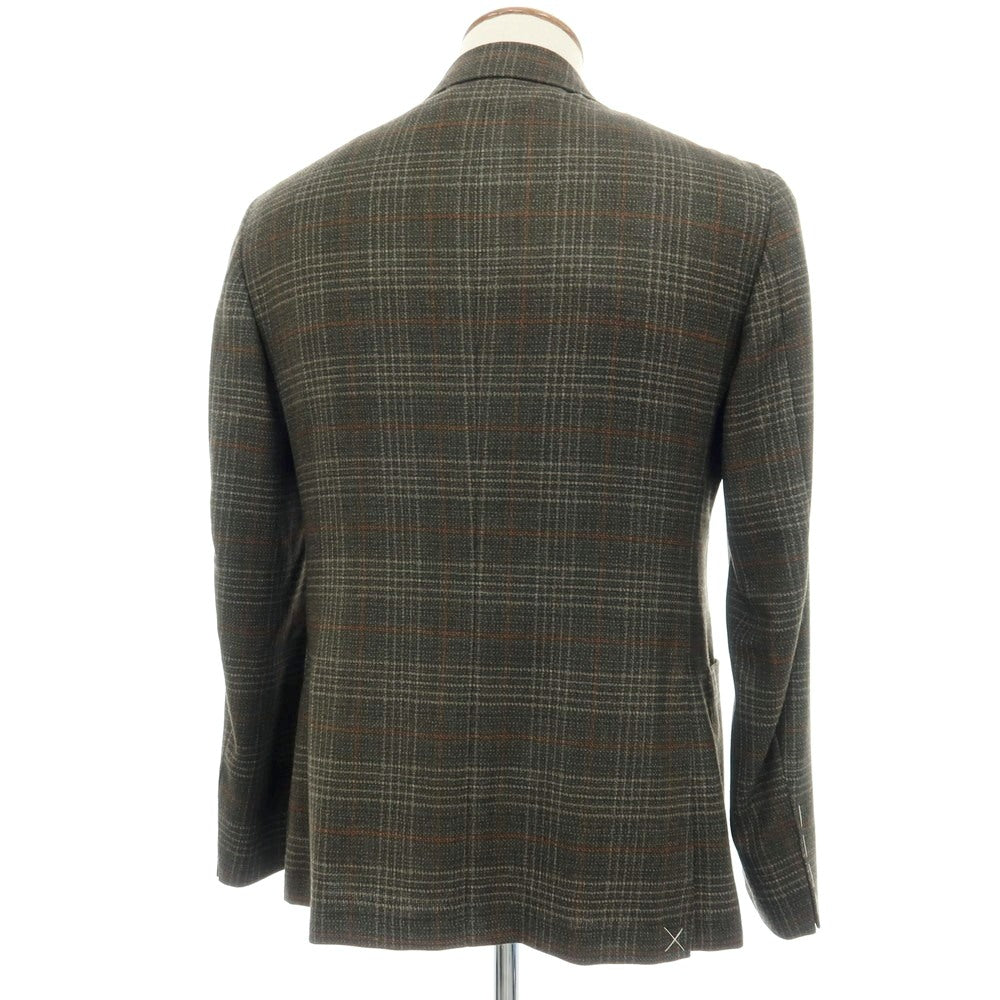 【新品】カナーリ CANALI ウール チェック 2B テーラードジャケット ダークモスグリーンxライトブラウン【サイズ48】【 状態ランクN 】【 メンズ 】