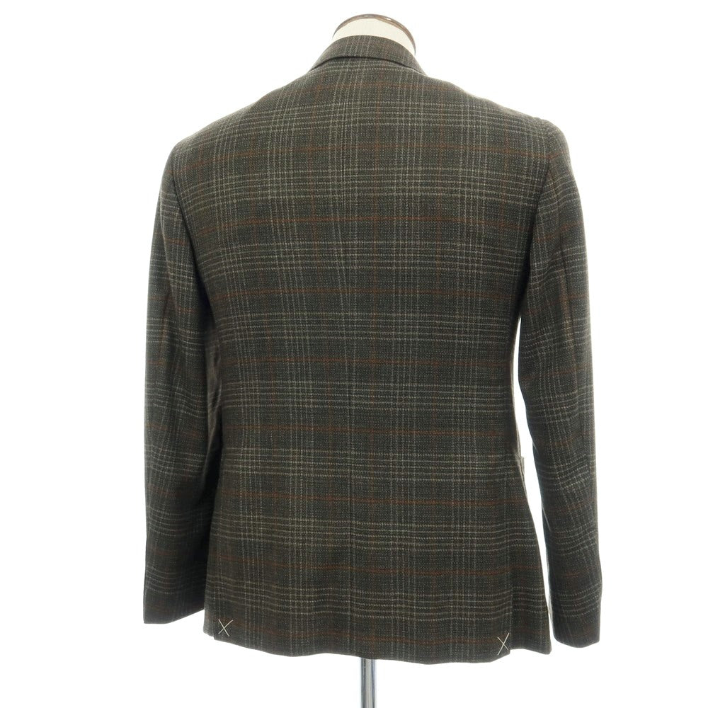 【新品】カナーリ CANALI ウール チェック 2B テーラードジャケット ダークモスグリーンxライトブラウン【サイズ50】【 状態ランクN 】【 メンズ 】
