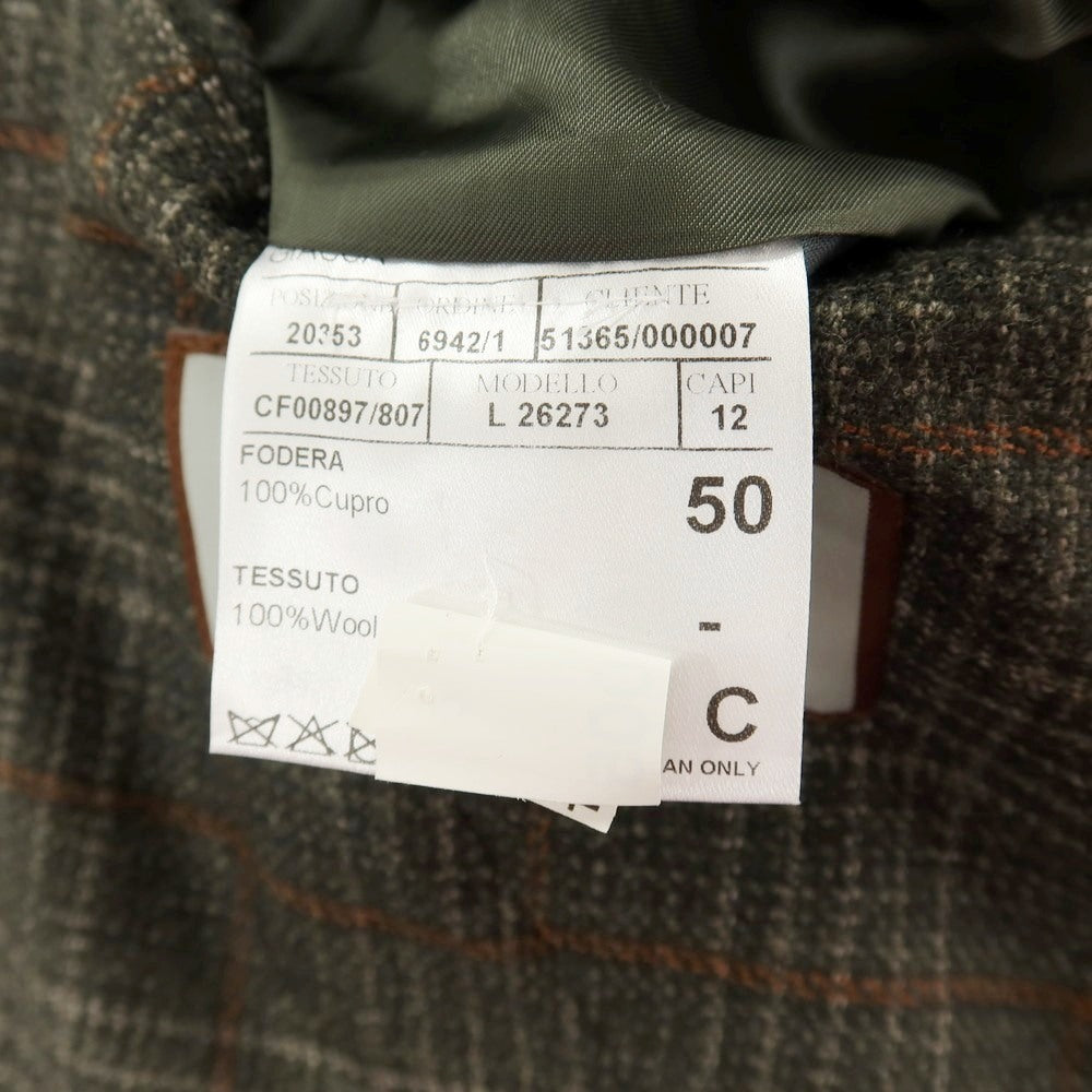 【新品】カナーリ CANALI ウール チェック 2B テーラードジャケット ダークモスグリーンxライトブラウン【サイズ50】【 状態ランクN 】【 メンズ 】