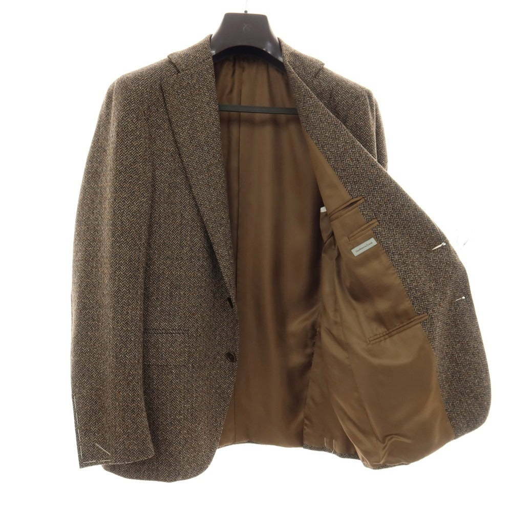 【新品】カナーリ CANALI ウールカシミヤ ヘリンボーン 2B テーラードジャケット ブラウン【サイズ48】【 状態ランクN 】【 メンズ 】