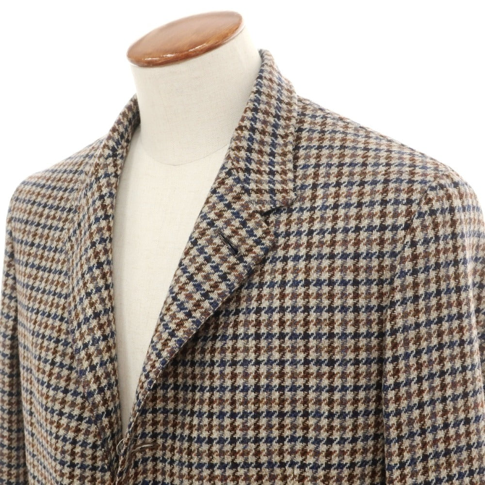 【新品】カナーリ CANALI ウール ガンクラブチェック 3B カジュアルジャケット グレージュxネイビー【サイズ48】【 状態ランクN 】【 メンズ 】