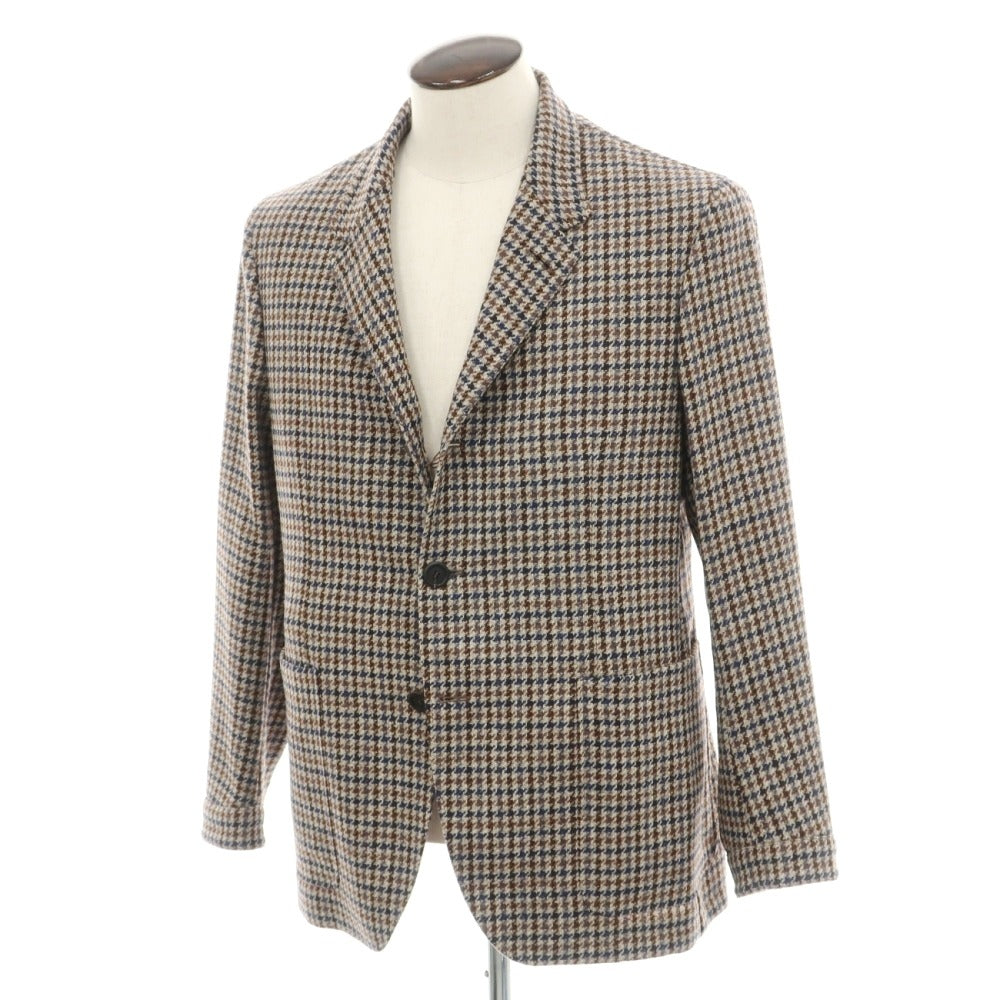 【新品】カナーリ CANALI ウール ガンクラブチェック 3B カジュアルジャケット グレージュxネイビー【サイズ50】【 状態ランクN 】【 メンズ 】